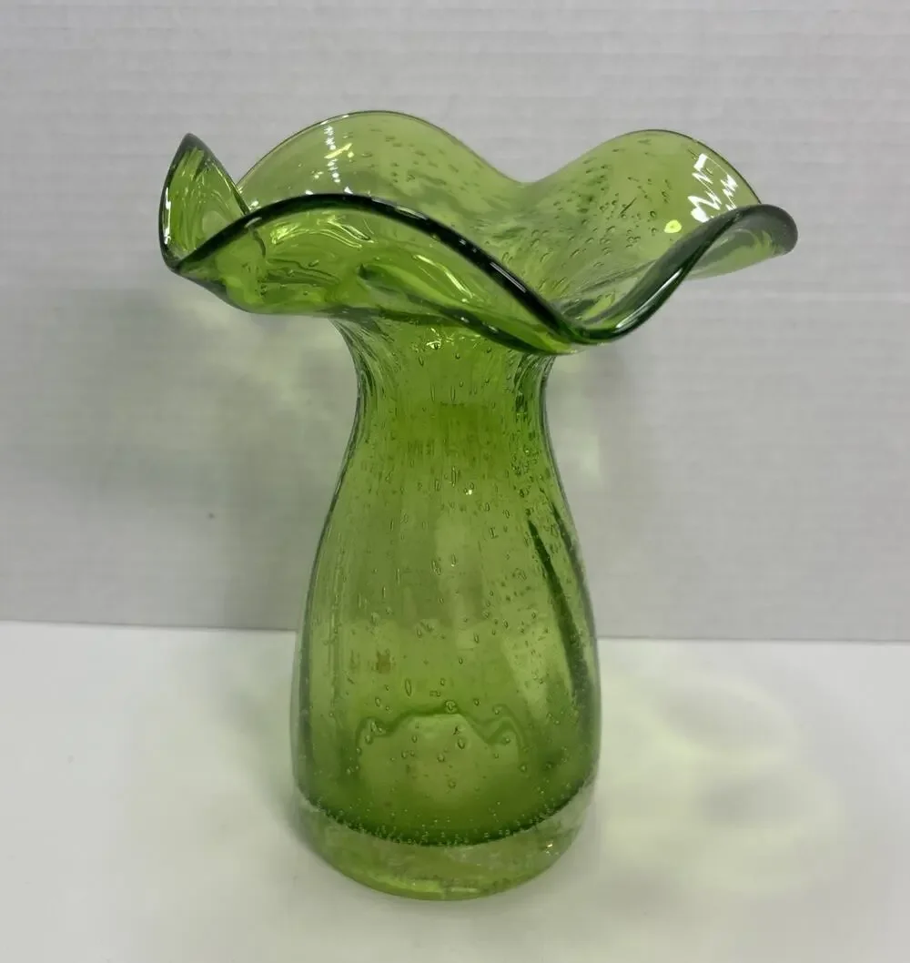 Margie's Garden CA Handblown Green Glass 8